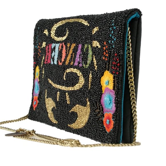 Mary Frances Cancer Horoscope Signs Bag Floral Beaded Black Handbag Purse NEW - Picture 3 of 6